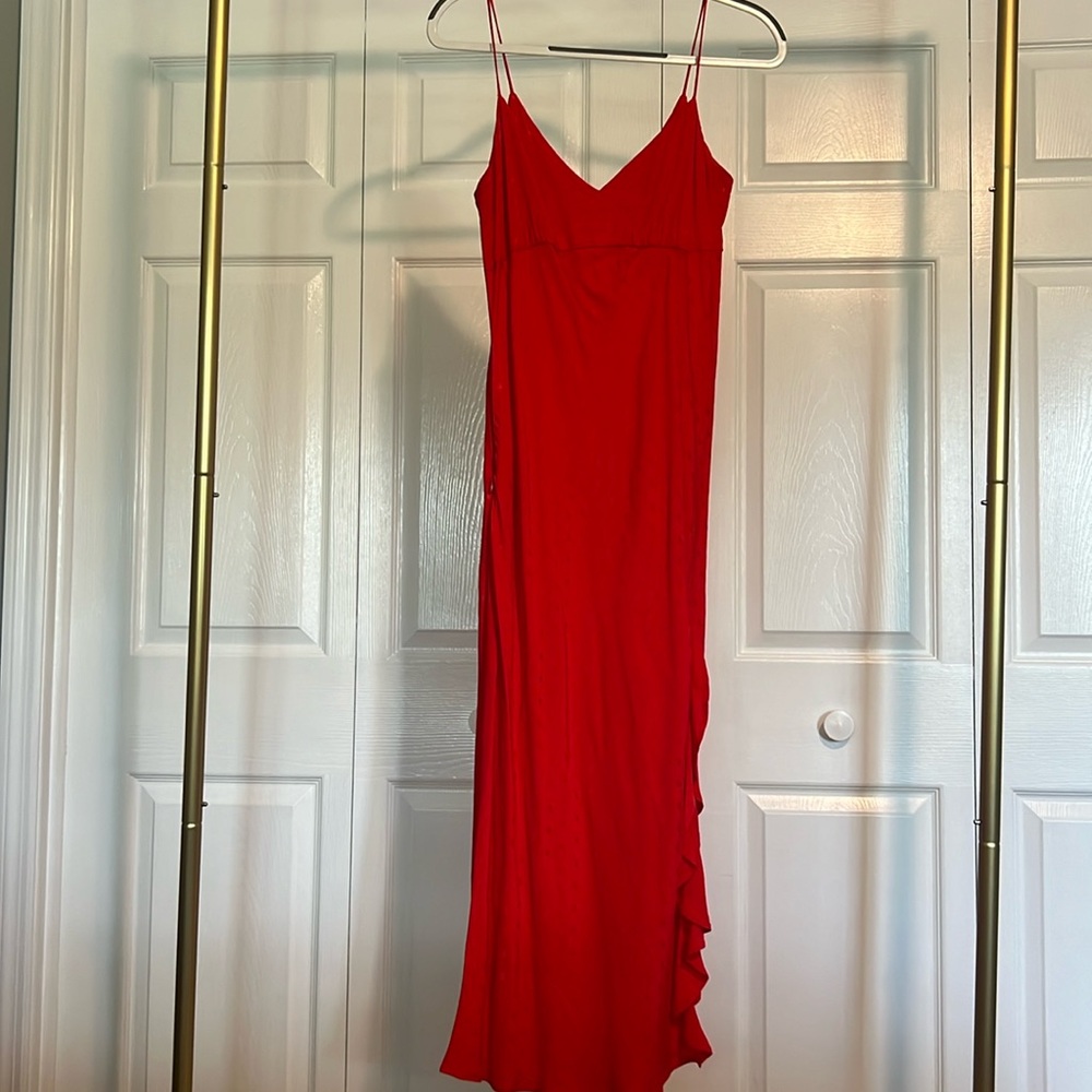 Red Zara Dress- side zip and leg slit